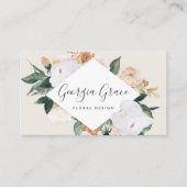 Boho Blooms Geometrische Waterverf Floral QR Code Visitekaartje (Voorkant)