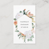 Boho Blooms Geometrische Waterverf Floral Visitekaartje (Voorkant)
