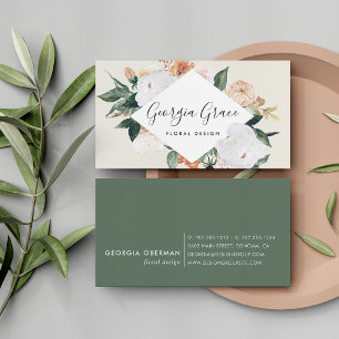 Boho Blooms Geometrische Waterverf Floral Visitekaartje