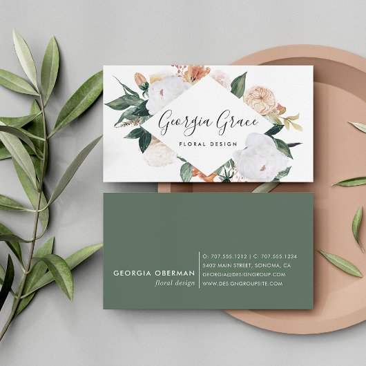 Boho Blooms Geometrische Waterverf Floral Visitekaartje