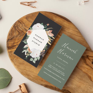 Boho Blooms Geometrische Waterverf Floral Visitekaartje