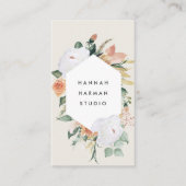 Boho Blooms Geometrische Waterverf Floral Visitekaartje (Voorkant)