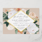 Boho Blooms Graduation Party Folie Uitnodiging (Voorkant)