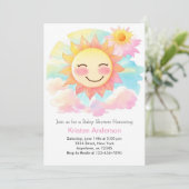 Boho Blooms in Sunshine Meisje Baby shower Kaart (Staand voorkant)