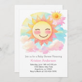 Boho Blooms in Sunshine Meisje Baby shower Kaart (Voorkant / Achterkant)