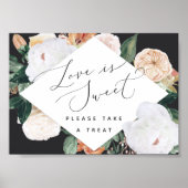 Boho Blooms Love is Sweet Weddenschap Bar Sign Poster (Voorkant)