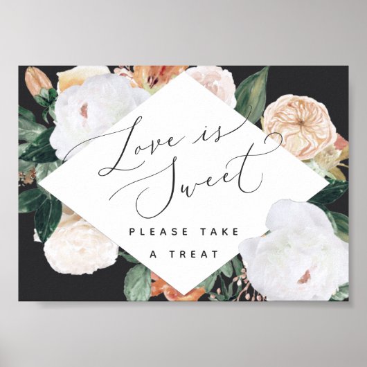 Boho Blooms Love is Sweet Weddenschap Bar Sign Poster (Voorkant)