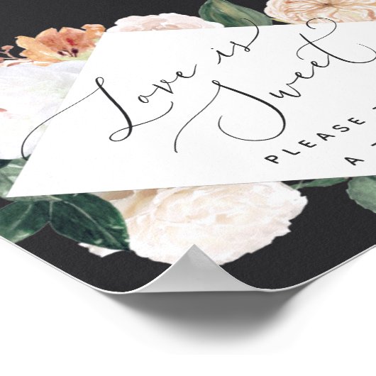 Boho Blooms Love is Sweet Weddenschap Bar Sign Poster (Hoek)