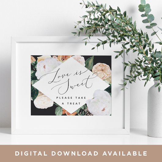 Boho Blooms Love is Sweet Weddenschap Bar Sign Poster