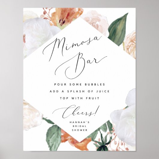 Boho Blooms Mimosa Bar Bordje Poster (Voorkant)