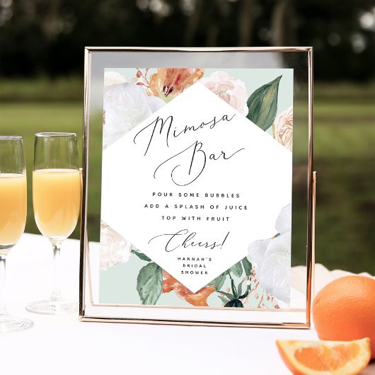 Boho Blooms Mimosa Bar Sign Poster
