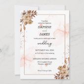 Boho Blooms: Modern Bloemen Bruiloftsinvitaties Kaart (Voorkant)