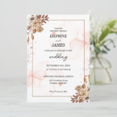 Boho Blooms: Modern Bloemen Bruiloftsinvitaties Kaart (Staand voorkant)