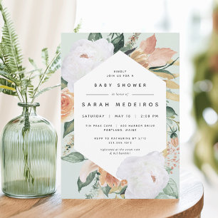 Boho Blooms   Modern Floral Baby shower Kaart