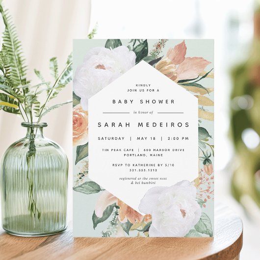 Boho Blooms | Modern Floral Baby shower Kaart