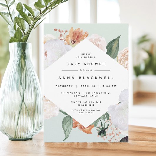 Boho Blooms | Modern Floral Baby shower Kaart