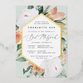 Boho Blooms Modern Floral Bat Mitzvah Folie Uitnodiging (Voorkant)