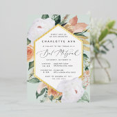 Boho Blooms Modern Floral Bat Mitzvah Folie Uitnodiging (Staand Voorkant)