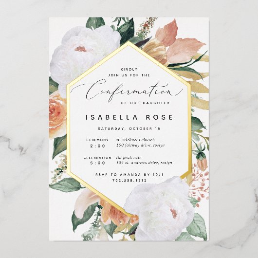 Boho Blooms Modern Floral Bevestiging Folie Uitnodiging (Voorkant)