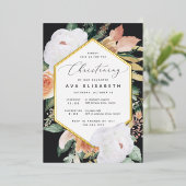 Boho Blooms Modern Floral Christening Folie Uitnodiging (Staand Voorkant)
