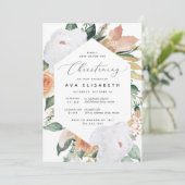 Boho Blooms | Modern Floral Christening Kaart (Staand voorkant)
