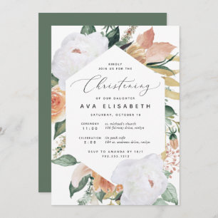 Boho Blooms   Modern Floral Christening Kaart
