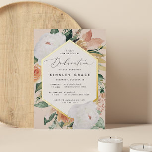 Boho Blooms Modern Floral Dedication Folie Uitnodiging