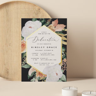 Boho Blooms Modern Floral Dedication Folie Uitnodiging