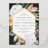 Boho Blooms Modern Floral Engagement Party Folie Uitnodiging (Voorkant)
