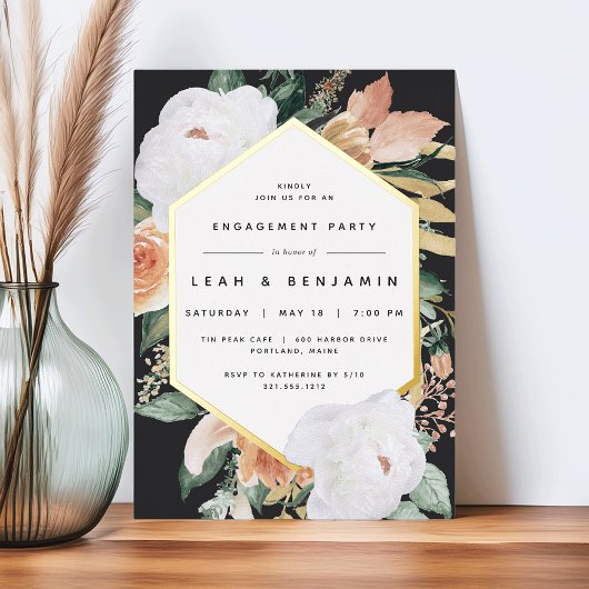 Boho Blooms Modern Floral Engagement Party Folie Uitnodiging