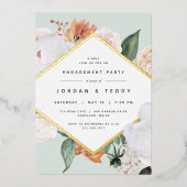 Boho Blooms Modern Floral Engagement Party Folie Uitnodiging (Voorkant)