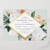 Boho Blooms Modern Floral Engagement Party Folie Uitnodiging (Voorkant)