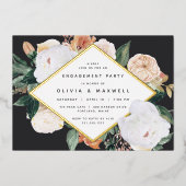 Boho Blooms Modern Floral Engagement Party Folie Uitnodiging (Voorkant)