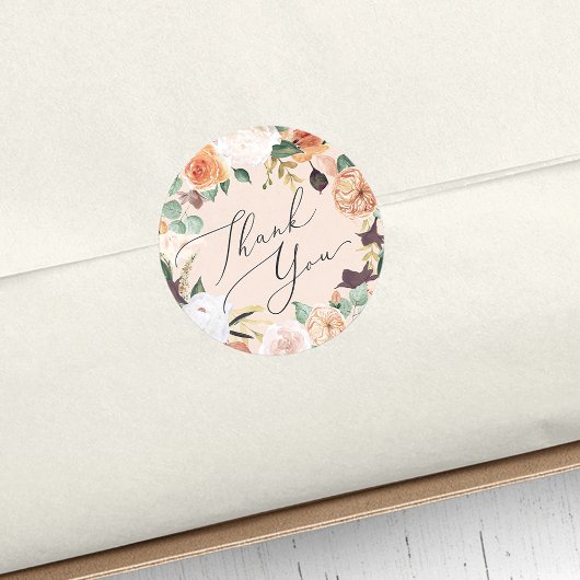 Boho Blooms Modern Floral Hartelijk dank Ronde Sticker