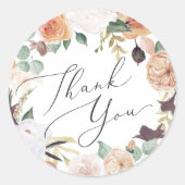 Boho Blooms Modern Floral Hartelijk dank Ronde Sticker (Voorkant)