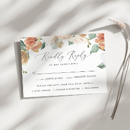 Boho Blooms Modern Floral Meal Choice RSVP Card Kaartje