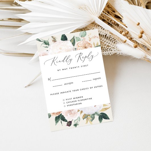 Boho Blooms Modern Floral Meal Choice RSVP Kaartje