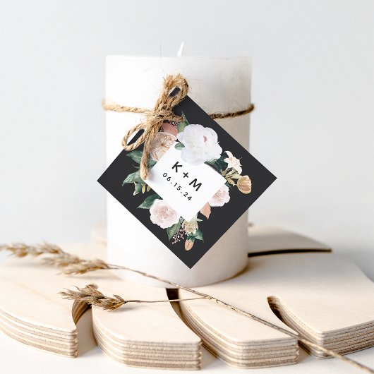 Boho Blooms Modern Floral Monogram Bedankjes Labels