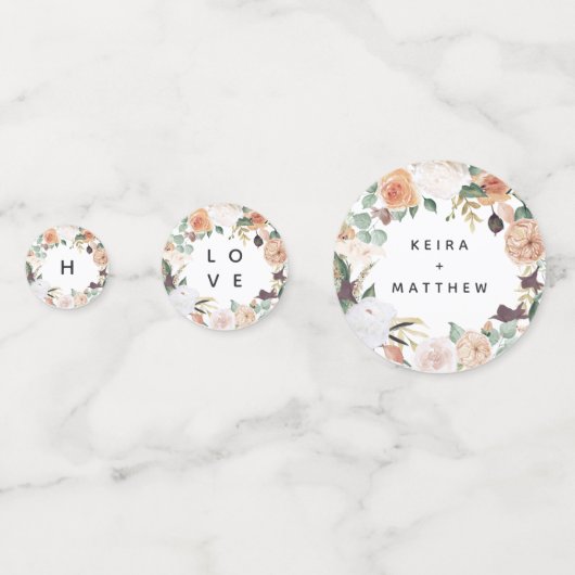 Boho Blooms Modern Floral Personalized Wedding Confetti (Voorkanten)