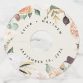 Boho Blooms | Modern Floral Personalized Wedding Wijnglaslabel (Voorkant)