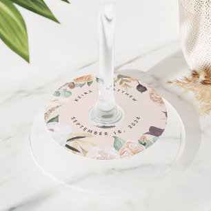 Boho Blooms Modern Floral Personalized Wedding Wijnglaslabel