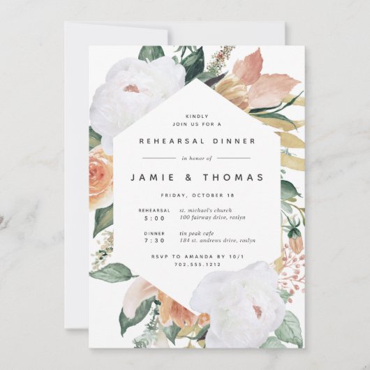 Boho Blooms | Modern Floral repetial Dinner Kaart (Voorkant)
