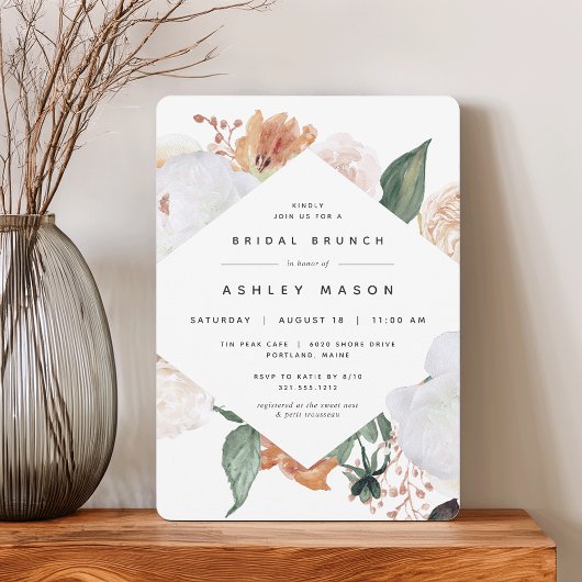 Boho Blooms | Modern Floral Vrijgezellenfeest Brun Kaart