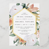 Boho Blooms Modern Floral Vrijgezellenfeest Folie Uitnodiging (Voorkant)
