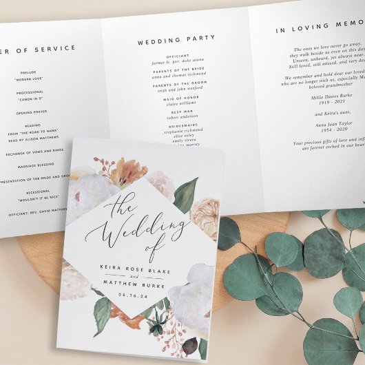 Boho Blooms Modern Floral Wedding Ceremony Drieluik Programma