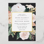 Boho Blooms Modern Floral Wedding Folie Uitnodiging (Voorkant)