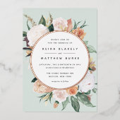 Boho Blooms Modern Floral Wedding Folie Uitnodiging (Voorkant)