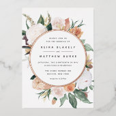 Boho Blooms Modern Floral Wedding Folie Uitnodiging (Voorkant)