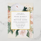 Boho Blooms Modern Floral Wedding Folie Uitnodiging (Voorkant)