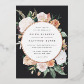 Boho Blooms Modern Floral Wedding Folie Uitnodiging (Voorkant)